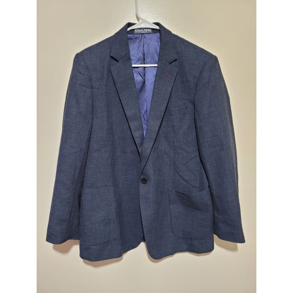 PJ Paul Jones Blazer‎ Mens Medium Blue Linen Blend Sport Coat